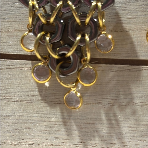 ABS Allen Schwartz Gold and Silver Chandelier Earrings - Picture 5 of 5